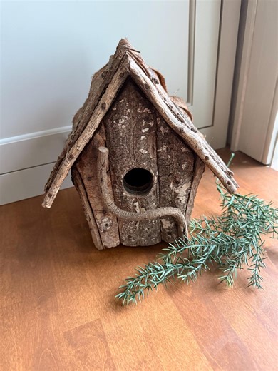 Handmade Rustic Bark and Barnwood Birdhouse | Garden Decor | Primitive Birdhouse - Etsy