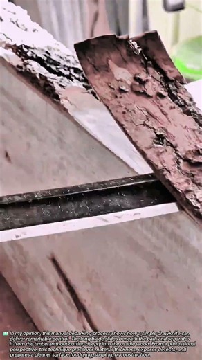 Woodworking Project, How Skilled Woodworkers Remove Thick Bark With a Traditional Drawknife