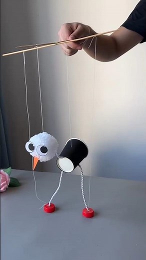 DIY Walking Bird Puppet 🐦 | Easy String Toy Making at Home | Cardboard Craft Idea