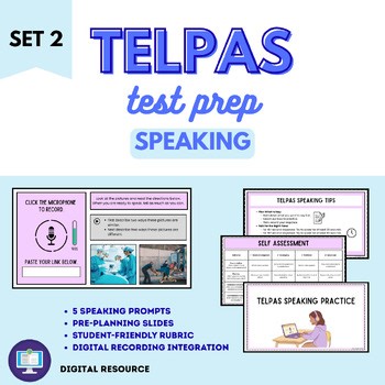 6-12 TELPAS/WIDA Speaking Practice | ESL Secondary | Digital Resource (Set 2)