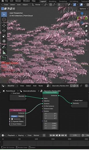 Quick point cloud animation in Blender