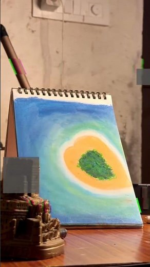 How to Draw a Tropical Island with Oil Pastels #ArtTutorial #DrawingProcess #viral