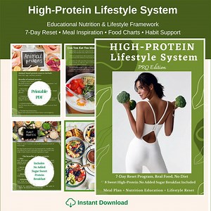 Guide alimentaire riche en protéines PDF | Système de style de vie riche en protéines | Réinitialisation 7 jours | Repas protéinés | Éducation nutritionnelle | Outil de coaching bien-être - Etsy France