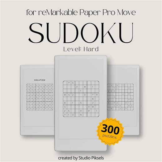 Sudoku Puzzle Book Hard Level for Remarkable Paper Pro Move: Adult Puzzle Book Bundle With 300 Hard Level Logic Puzzles With Solutions - Etsy Canada