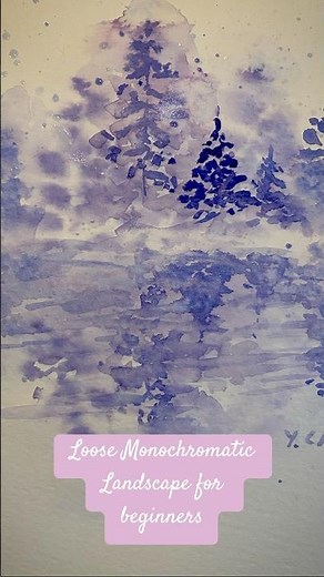 🖌️ Easy Loose Monochromatic Landscape – Beginner-Friendly Watercolor Tutorial! 🎨✨