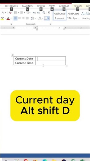 Insert Current Date & Time in Word | Alt + Shift + D / T Shortcut ⏰⌨️ #word #date #shortcut