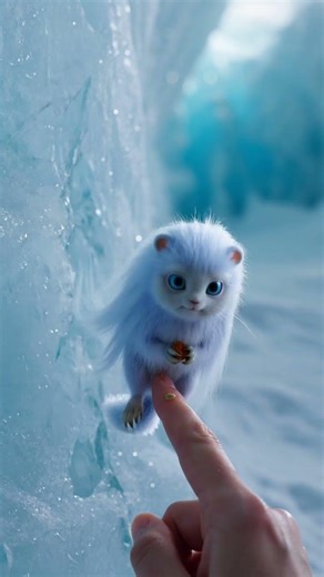 Glacier Crack Snowfluff ❄️ Hidden in an Icy Mountain Cave! #Shorts