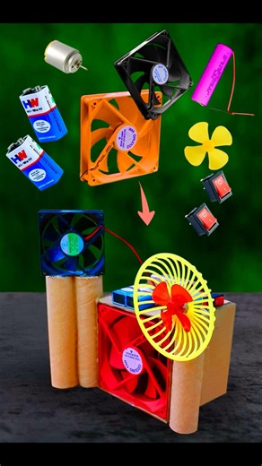 1 Science experiment project item made with cardboard cooling fan one DC motor 9V battery