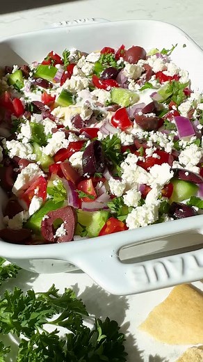 37K views · 383 reactions | GREEK SALAD 7 LAYER DIP! Quick, easy, and fresh. Make this summer appetizer for your 4th of July parties! Comment “DIP” for the recipe | Well Plated | Facebook
