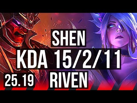 SHEN vs RIVEN (TOP) | Rank 7 Shen, 1700+ games, Legendary | NA Challenger | 25.19