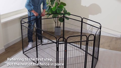 Dog Fence Outdoor for Yard - 16 Panels 40" Dog Pen Portable Ground Anchors for Outdoor RV Camping, Playpens Safety Design Without Stakes for Indoor Use, Threshold Free Door Ease to Access