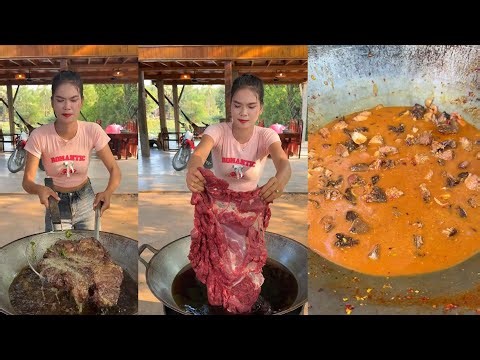 Amazing cooking deep fried meat for curry recipe