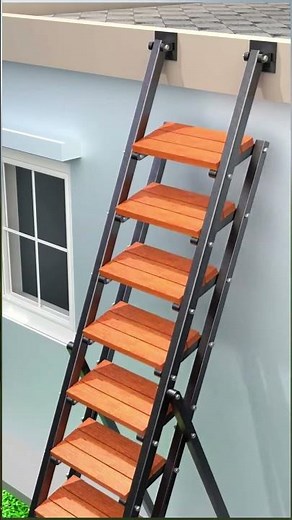 Folding Step Ladder - Space Saving Design 3D Animation! #SpaceSaving #HomeHacks #DIY #LadderDesign