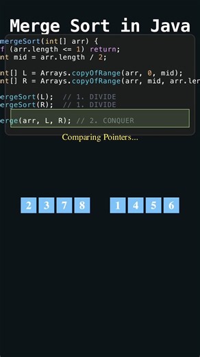 Merge Sort Visualized in Java 🚀 #programming