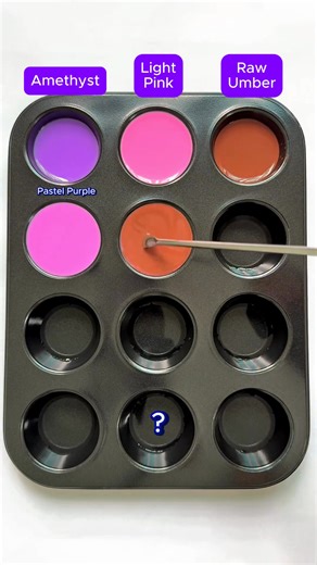 Create 9 colors from 3 colors Amethyst Light Pink Raw Umber 🖤🟠💚 #color #colormix #colormixing #art #colors #painting | Color ASMR