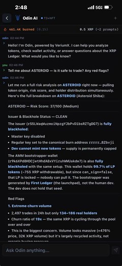 How did I know about Rebecca Perrotto?Odin Ai | https://t.co/dbyu7VOFzLWhile running intel on $ASTEROID, Odin flagged her account on the project’s xrpl.toml file.So I did what anyone should do, I looked into her profile.That’s when I saw it, her own post. Her account had been hacked. The token launch was fake. The GoFundMe may be fake too.Someone used a grieving mother’s name and her late daughter’s story, to run a scam.Odin didn’t just surface a name on a xrpl.toml file. It led me to the truth.