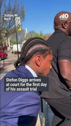 Former New England Patriots wide receiver Stefon Diggs arrives at court for his assault trial