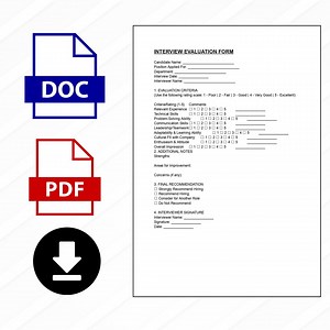 Interview Evaluation Form Template | Candidate Review & Assessment Sheet | Editable Word , PDF Document - Etsy