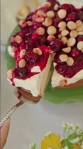Cherry and macadamia celebration sponge cake