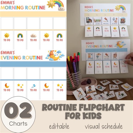 Printable Kids Routine Cards | Montessori Daily Routine (digital Download) - Etsy