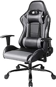 Office Chair Ergonomic Gaming Chair Computer Desk Chair Reclining Video Game Chair High Back PU Leather Executive Swivel Chair with Adjustable Armrests, Headrest and Lumbar Support