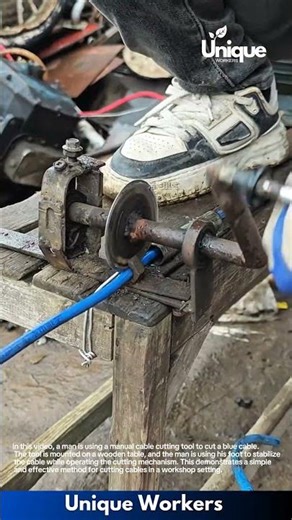 Cable Cutting Tool: Man Cutting Cable with Manual Tool