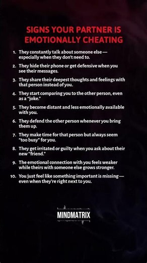 Signs Your Partner Is Emotionally Cheating (Most People Miss These)#psychology #relationship #advice