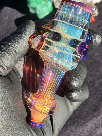 Heady Glass 4.28" Silver & 24kt Gold Fumed Tobacco Chillum Pipe Handmade Borosilicate, Saltydogglass Ethan Lesch - Etsy