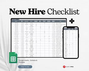 New Hire Checklist Template, Human Resources, New Employee Onboarding Checklist, HR Template, Recruiting Template Google Sheets Spreadsheet - Etsy