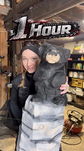 Jenna Ceriani on Instagram: "Chainsaw carving bears in 10mins, 1hr, 1day 😊"