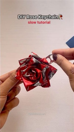 Most Requested slow tutorial ✨rose keychain from soda can♻️#shorts #recycle #rosekeycahin