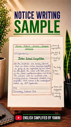 Notice Writing Sample ✍️ | Full Marks Format #shorts #cbseenglish #noticewriting