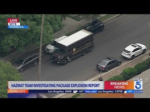 Package explodes in back of UPS truck in Los Angeles