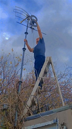 My husband went in the roof and changed our antenna for TV. 😊 He did a very good job. 😊 #husband #rooftop #handyman #senior #love #inspiration #motivation | Victoria Veenstra