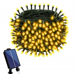 Lockways 300 LED Solar String Lights for Outside, Total 105FT Outdoor Solar String Lights, Waterproof Solar Powered String Lights Outdoor with 8 Modes for Garden Tree Patio Wedding Party (Warm White)