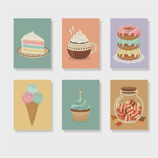 Retro Sweet Treats Mini Paint By Number Kit, Set of 6