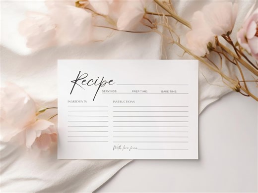 Blank Recipe Card, Fillable Recipe Card Template for Mom, Editable Canva Printable - Etsy