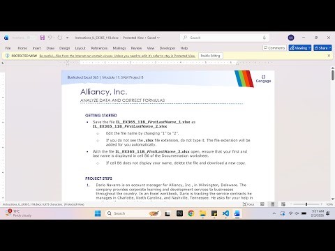 Illustrated Excel 365 | Module 11: SAM Project B Alliancy, Inc.