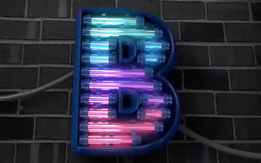 Cinema 4D教程-彩色霓虹灯3D刻字