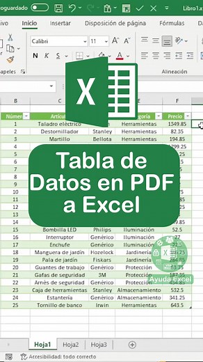 Importar tabla de datos en PDF a Excel #excel #exceltips #excelpro #reels #reelsfb #reelsviral | Ayuda Excel