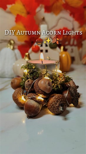 DIY Autumn Acorn Lights 🌰✨🍂 #craft #diy #autumn #autumndiy #acorn #acornlights #falldecor #creative #reels #inspiration #decoration #easy #magical | Art is life