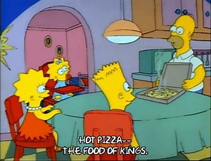 Happy Cheese Pizza Day. It's time to sit atop your throne and feast! 🍕 | The Simpsons