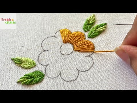 New hand embroidery design - satin stitch flower embroidery stitches for beginners