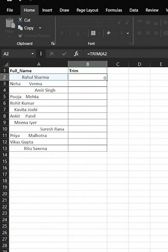 How to use trim function on Excel 📌#excel #excelformula #functions #trim #learning #learn