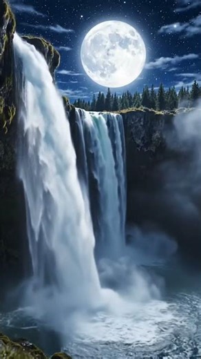 Moonlight Wataerfall #nature ##flowers