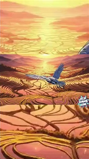 Anime Loop | Cybernetic Bird Over Golden Fields 🌅🕊️