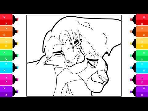 Simba Loves Nala The Lion King Coloring Book Page