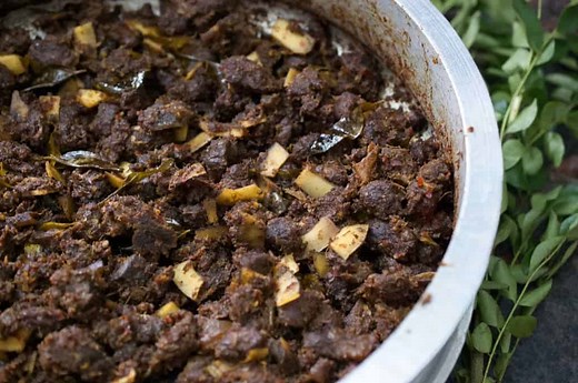 Beef Fry - Kerala style Beef Ularthiyathu with Thenga Kothu