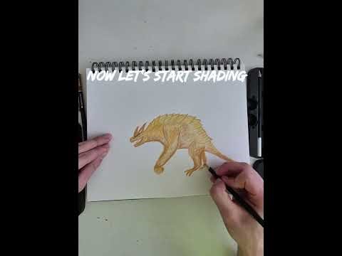 How draw a dragon with colored pencils made easy