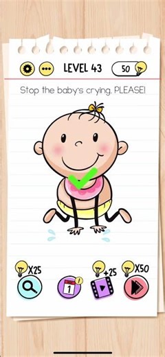 Brain Test Level 43 Stop the baby’s crying, PLEASE